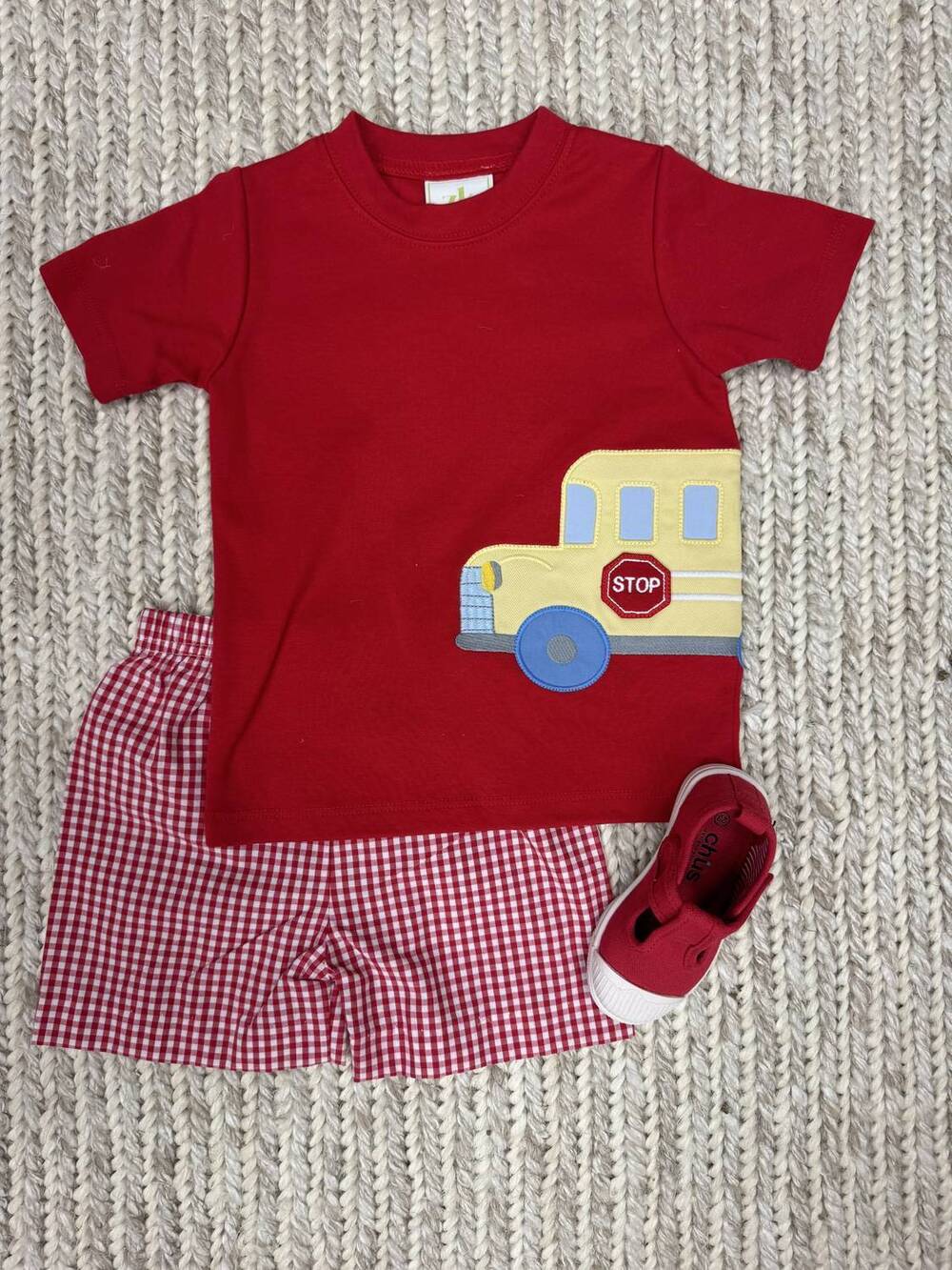 NEW ZUCCINI KIDS boy's school bus harrys play tee in red